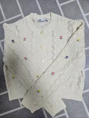 ザラ 花 刺繍 カーディガンm