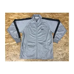 【中古】[印象AB] FIRST DOWN ファーストダウン メンズ Mサイズ グレー ポリエステル100% トラックジャケット 若干薄手 ストライプ ラグラン ロゴ 長袖 Mのサムネイル