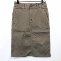 【中古】[印象B] Eddie Bauer エディーバウアー スカート レディース 0 ダークブラウン系 綿×アクリル×ポリウレタン ジップフライ 無地 ひざ丈 裏地無し 強めのストレッチのサムネイル