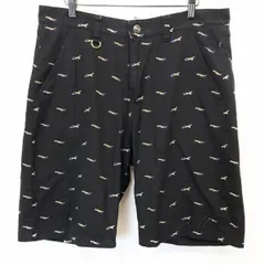 【中古】[印象B] MURAL ミューラル ショートパンツ / ハーフパンツ / チノショーツ メンズ XL ブラック 黒 綿100% ジップフライ Dリング付き テーパード 飛行機 ジャンボジェット プリントのサムネイル