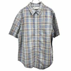古着 リーバイス レッドタブ Levi's RED TAB シャツ 半袖 チェック 胸ポケット 裾のボタンホール糸が赤 L ブルー系 青系×茶系×黄×赤 メンズ