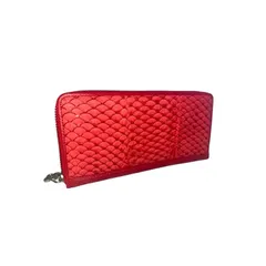 【新品】 [GUODI] 長財布 ラウンドファスナー型 鯉本革 カープレザー レディース メンズ LD-250507 鯉革 コイ革 こい革 フィッシュレザー 財布 サイフ さいふ ラウンドファスナー ユニセックス 男女兼用 (レッド) 1