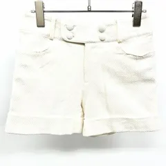 【中古】[印象AB] INTERPLANET インタープラネット ショートパンツ / ショーツ レディース 38 オフホワイト 白系 綿×レーヨンなど ジップフライ 裏地付き くるみボタン 無地のサムネイル