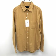 【新品】[印象N] AZUL by moussy アズールバイマウジー シャツ メンズ M キャメルブラウン 茶系 綿100% 微起毛 無地 長袖 胸ポケットのサムネイル