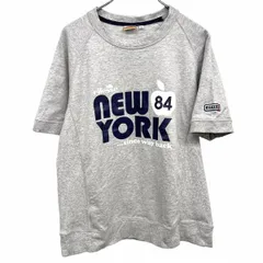 【中古】[印象AB] ellesse エレッセ スウェット / Tシャツ メンズ M ヘザーグレー 杢グレー×紺×白 綿100% サイドがリブ生地 ミニ裏毛 スウェッティー 半袖 ロゴプリント 英字 ラグランのサムネイル