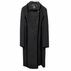 【中古】[印象A] SONIA RYKIEL ソニアリキエル ステンカラーコート レディース 40 (B84-88/H91-95/T158-164) 黒 羊毛×モヘヤ(裏地：キュプラ) メルトン系の生地感 ボタン留め 内ポケット無し 脇の下がリブ生地のサムネイル