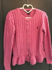 レディース ポロ ラルフローレン フリル ニット ピンク