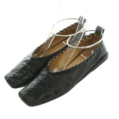 ジルサンダー JIL SANDER アンクルリング バレリーナ パンプス スクエアトゥ ローヒール ステッチ 35.5 22.0-22.5cm 黒 /MI ■OSのサムネイル