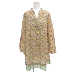 シンプルライフ SIMPLE LIFE タグ付き チュニック S オレンジ色 小花柄 スタンドカラー Vネック 長袖 /SJ ■GY61