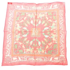 エルメス HERMES 美品 ガヴロッシュ カレ 45 early america スカーフ シルク 総柄 赤 レッド /AE ■GY17