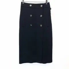 【新品】[印象N] ikka イッカ レディース M ブラック 黒 ポリエステル×レーヨン×ポリウレタン ロングスカート ボトムス 裏地付き ボタン留め ウエストゴムのサムネイル
