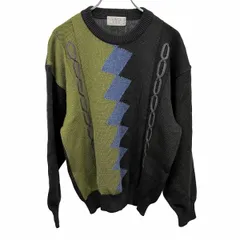 【中古】[印象AB] SIMPLE LIFE シンプルライフ セーター / プルオーバー メンズ M ブラック 黒×緑×紫×紺 ウール×アクリル レトロ柄 丸首 長袖 古着のサムネイル
