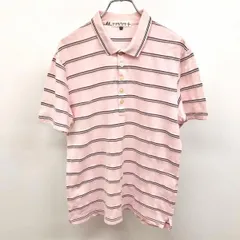 【中古】[印象B] KLEIN PLUS HOMME クランプリュスオム ポロシャツ メンズ 48 ピンク×ネイビー×グリーン ピンク 綿×ポリ Tシャツ生地 ボーダー 半袖のサムネイル