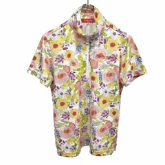 【中古】[印象A] RUE de marie claire マリクレール プルオーバー / シャツ レディース M 紫×緑×青×白×ピンク ナイロン×ポリ スポーツ 花柄 ハーフジップ ハイネック 半袖のサムネイル