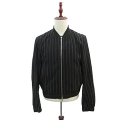 トゥモローランド TOMORROWLAND ブルゾンジャケット 上着 ミドル丈 ストライプ柄 M 黒 ブラック /SM3 ■ECC001