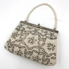 ビーズバッグ ハンドバッグ がま口 花柄 ホワイト 昭和レトロ 和装 フォーマル