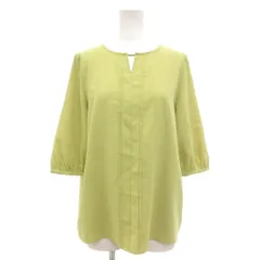 グリーンレーベルリラクシング ユナイテッドアローズ green label relaxing 美品 シャツ ブラウス スキッパーネック プルオーバー 七分袖 ライトグリーン /YJ