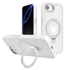 【新品】 ZAZ for iPhone17e/16e用ケース いｐほね17e いｐほね16e アイフォン17e アイフォン16e アイ フォン16e マグセーフ対応 リングスタンド マグネット搭載 半透明 ハーフクリア 背面クリアケース シンプル おしゃれ 0