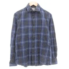 ブルネロクチネリ BRUNELLO CUCINELLI SLIM FIT チェックシャツ 長袖 カジュアル コットン M 紺 ネイビー 白 ホワイト /GV ■GY62のサムネイル