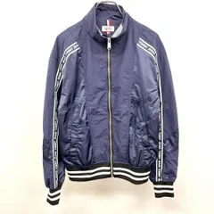 【中古】[印象AB] TOMMY JEANS トミージーンズ ジップジャケット / ブルゾン メンズ S 紺 ポリ100% 内ポケット無し 若干薄手 裏地付き(一部メッシュ) ハイネック ロゴ 長袖のサムネイル