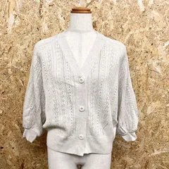 古着 179/WG NICOLE CLUB ニット カーディガン パンチングストライプ ドルマンスリーブ 7分袖 F ナチュラルライトヘザーベージュ レディース