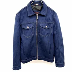 古着 ザラマン ZARA MAN ジップアップジャケット 長袖 微起毛 裏地付き 無地 ポリエステル×ポリウレタン S 青 ブルー×イエローブラウン メンズ