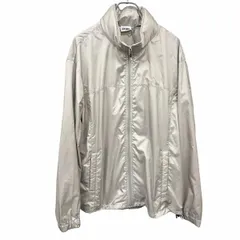 【中古】[印象AB] FIRST DOWN ファーストダウン ジャケット メンズ L グレーベージュ ベージュ系 ポリ100% ハイネック ジップアップ ロゴ刺繍 裏地は背中の肩部分のみ 薄手 背中の肩のみメッシュ裏地付き ポケッタブル 隠しフードのサムネイル