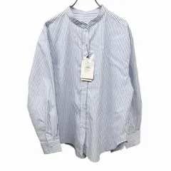 【新品】チャオパニック ティピー CIAOPANIC TYPY バンドカラーシャツ ストライプ 長袖 ポケット無し ポリ100% ONE ブルー 青×白 レディース