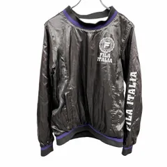 【中古】[印象AB] フィラ ゴルフ プルオーバージャケット レディース F チャコールグレー チャコール×紫×白 ポリ100% ロゴプリント ジップポケット 裏地付き 左裾にファスナー 長袖のサムネイル