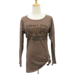 バーバリーブルーレーベル BURBERRY BLUE LABEL Tシャツ カットソー 38 茶 ブラウン 長袖 ラウンドネック プリント /YS15 ■ECD001