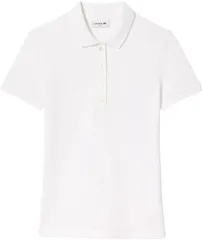 ラコステ LACOSTE ストレッチコットンピケポロシャツ レディース ウィメンズ 女性 トップス 半袖 襟付き スリムフィット ロゴ ワンポイント お出かけ 買い物 街歩き お散歩  PF5462J99 001 ホワイト