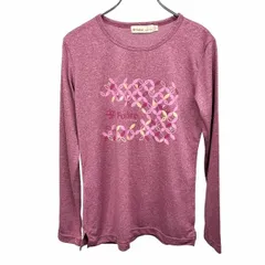 【中古】[印象A] Foxfire フォックスファイヤー Tシャツ レディース S ヘザーピンク ピンク×ペールオレンジ ポリ100% 裾の両側にスリット アウトドア リーフプリント ロゴ 英字 文字 長袖のサムネイル