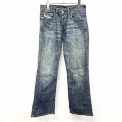 【中古】[印象B] DIESEL Industry ディーゼルインダストリー 28 メンズ(レディース？) デニム フレアパンツ ジーンズ ジーパン USED加工 ボタンフライ ブルー 青 綿×ポリウレタン イタリア製