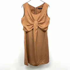 古着 ビームスハート BEAMS HEART ノースリーブワンピース ひざ丈 Uネック 無地 裏地付き 後ろファスナー ポリ100% 0 ブラウン 茶色 レディース