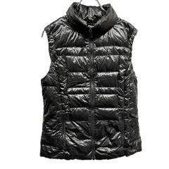 古着 ユニクロ UNIQLO ウルトラライトダウンベスト プレミアムダウン ハイネック 無地 ポリ100%(ダウン90%＋フェザー10%) L 黒 レディース