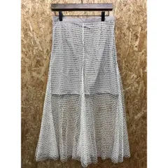 古着 BEYOND ビヨンド Mサイズ レディース レイヤードスカート 裏地無し メッシュ ポリエステル100% オフホワイト×ライトココアブラウン