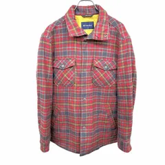 【中古】[印象AB] Golden Bear ゴールデンベア ネルシャツジャケット メンズ M 赤×紺×黄×グレー ポリ100% 内ポケット×２ 裾の両サイドにスリット 中綿 チェック ドットボタン留め 長袖のサムネイル