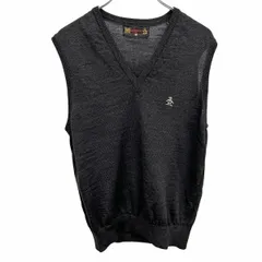 【中古】[印象AB] Munsingwear マンシングウェア ニット / ベスト / ノースリーブ / セーター メンズ M ヘザーチャコールブラック 黒系 ウール100% Vネック ペンギン刺繍のサムネイル
