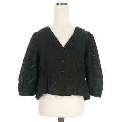 ラブユ LVEU. フラワー刺繍ブラウス シャツ 七分袖 F ブラック 黒 60771101