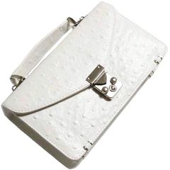 [Brand New] [Berkuto] White Long Wallet for Women, Integrated Wallet and Bag, Genuine Leather, Large, Cute, Party Bag, Clutch Bag, Ostrich Leather, 1050892-F-133 0