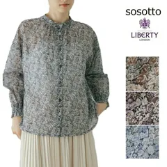 sosotton ソソット リバティ 日本製 LIBERTY100/2ボイル2WAYスタンドタックフリルブラウス長袖 42612911のサムネイル