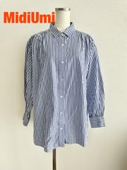 ミディウミ クレリック ストライプシャツ 青 25ss - メルカリ