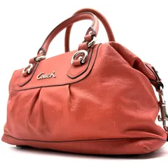 COACH y2k Ashley Leather Satchel F15445 Boston hand bag coral red unisex