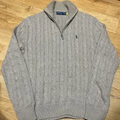 ポロ 新モデル ケーブルニット ハーフジップアップニット ベージュ Mサイズ (100サイズ)