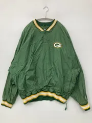 STARTER スターター ナイロンジャケット XXL グリーン ブランドロゴ 刺繍 ライン柄 フードなし