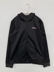 adidas neo アディダスネオ パーカー L ブラック 裏起毛 コットン ドット柄 ブランドロゴ 長袖 ジップアップ