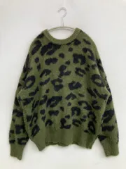 MURUA ムルーア ニット/セーター F カーキ ナイロン レオパード柄 ミドル丈 長袖 クルーネック(丸首)