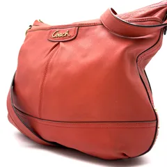 COACH y2k Park Leather Duffle Shoulder Bag F19726 Coral Orange Crossbody Purse