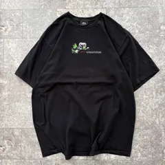 STUSSY ステューシー XL Tシャツ ブラック 黒 スカル フラワー NYC SPRING ST メキシコ製 ビッグシルエット オーバーサイズ 古着 ストリート 00s 半袖 カットソー トップス
