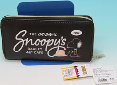 THE ORIGINAL SNOOPY'S BAKERY AND CAFE 1950 スヌーピー PEANUTS ピーナッツ YGW007 ウォレット 財布 ブラック ■ 新品 未使用（タグ付）のサムネイル